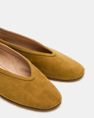 LENI Mustard Suede Square-Toe Ballet Women's Flat | Steve Madden online