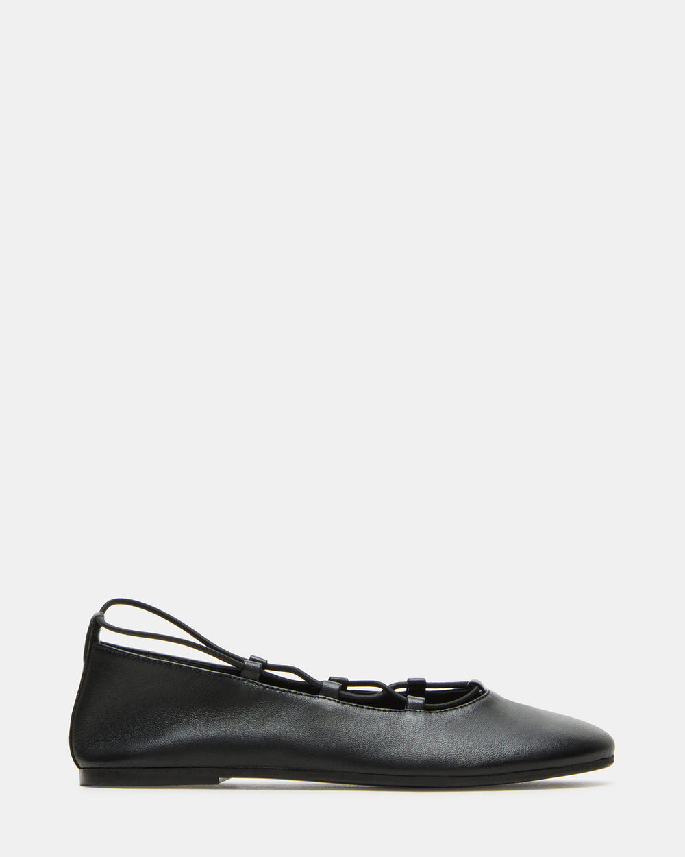 BOMBSHELL Black Leather Ballet Women's Flat | Steve Madden US