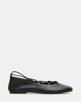 BOMBSHELL Black Leather Ballet Women's Flat | Steve Madden US