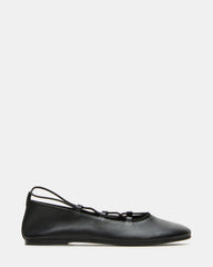 BOMBSHELL Black Leather Ballet Women's Flat | Steve Madden US