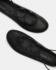 BOMBSHELL Black Leather Ballet Women's Flat | Steve Madden US