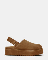 MELLOW Cognac Suede Women's Slingback Platform Clog | Steve Madden Sale