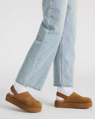 MELLOW Cognac Suede Women's Slingback Platform Clog | Steve Madden Sale