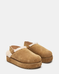MELLOW Faux Fur Cognac Suede Women's Slingback Platform Clog | Steve Madden for Sale