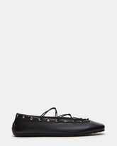 POINTE Black Leather Women's Ballet Square-Toe Flat | Steve Madden discount