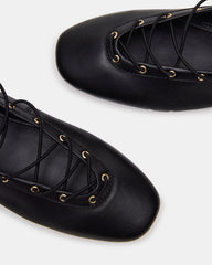 POINTE Black Leather Women's Ballet Square-Toe Flat | Steve Madden discount