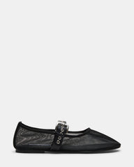 MITSY Black/Black Mary Jane Mesh Ballet Women's Flat | Steve Madden discount
