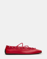POINTE Red Leather Women's Ballet Square-Toe Flat | Steve Madden US