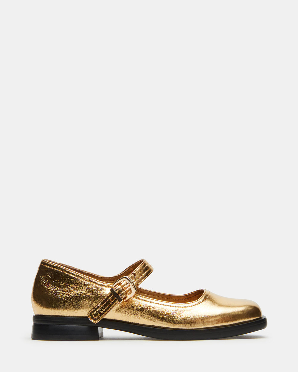 DELANCY Gold Leather Women's Mary Jane Flats | Steve Madden near me