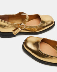 DELANCY Gold Leather Women's Mary Jane Flats | Steve Madden near me