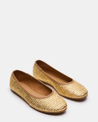 MERLOT Gold Raffia Ballet Women's Flat | Steve Madden outlet