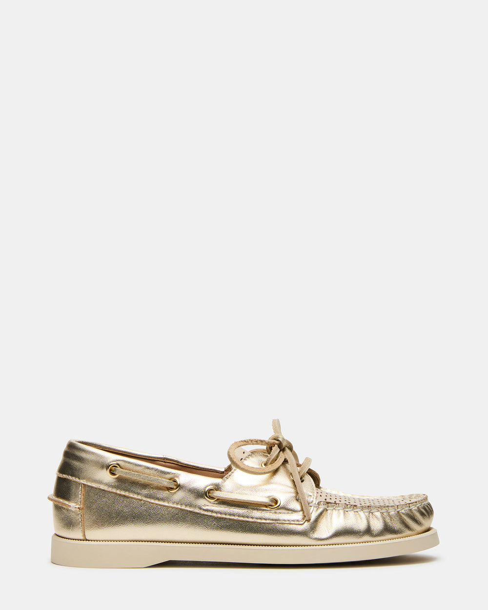 SAIL Gold Leather Flat Loafer | Women's Loafers | Steve Madden on Sale