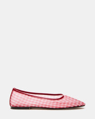 MEADOW Red Gingham Mesh Women's Ballet Flats | Steve Madden discount