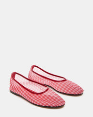 MEADOW Red Gingham Mesh Women's Ballet Flats | Steve Madden discount