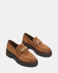LANDO Cognac Suede Lug Women's Loafer | Steve Madden for Sale