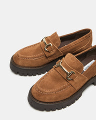 LANDO Cognac Suede Lug Women's Loafer | Steve Madden for Sale