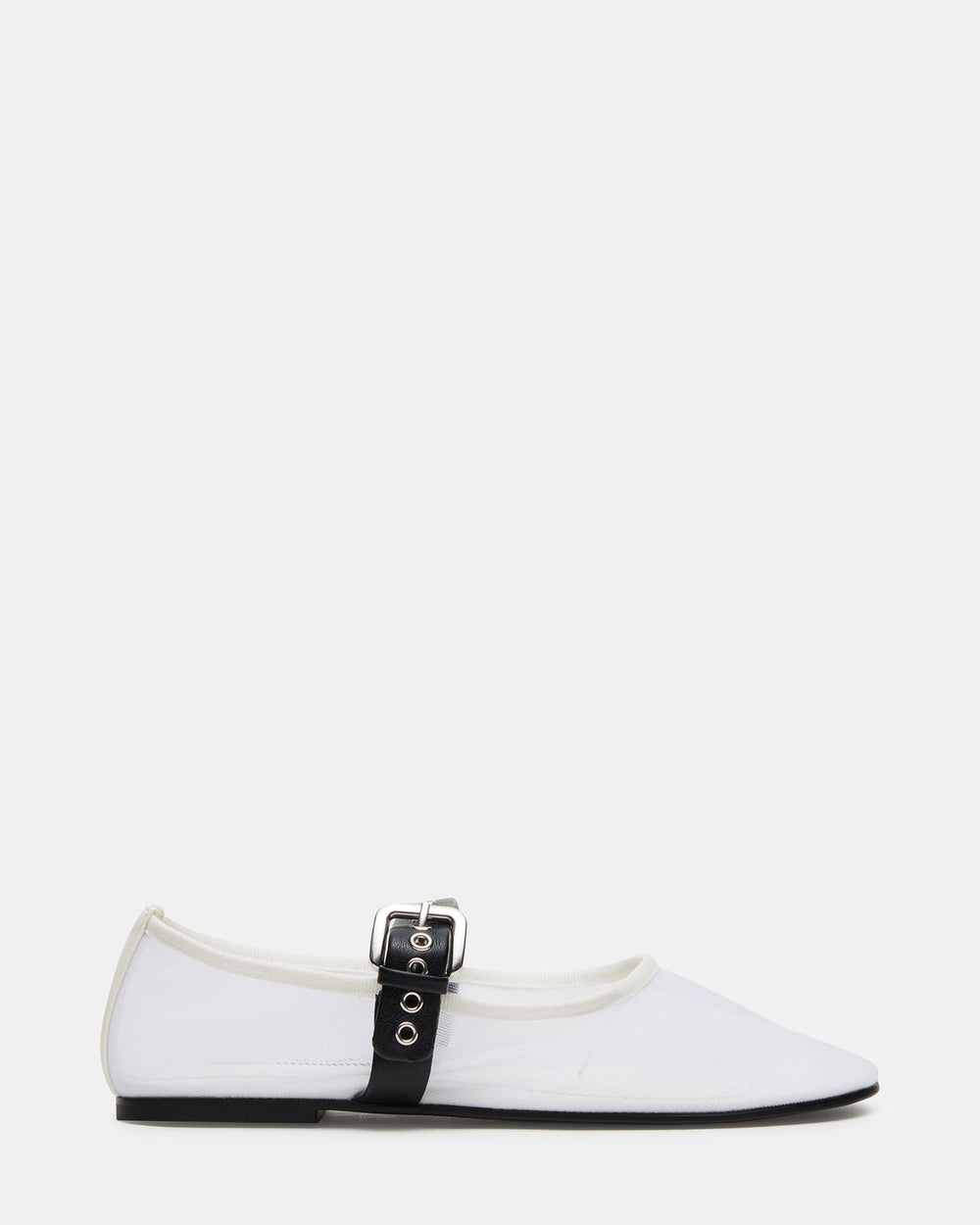 MITSY White/Black Mary Jane Mesh Ballet Women's Flat | Steve Madden for Sale