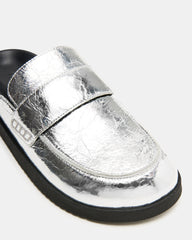 SKIPPER Silver Metallic Women's Slip-On Mule | Steve Madden US