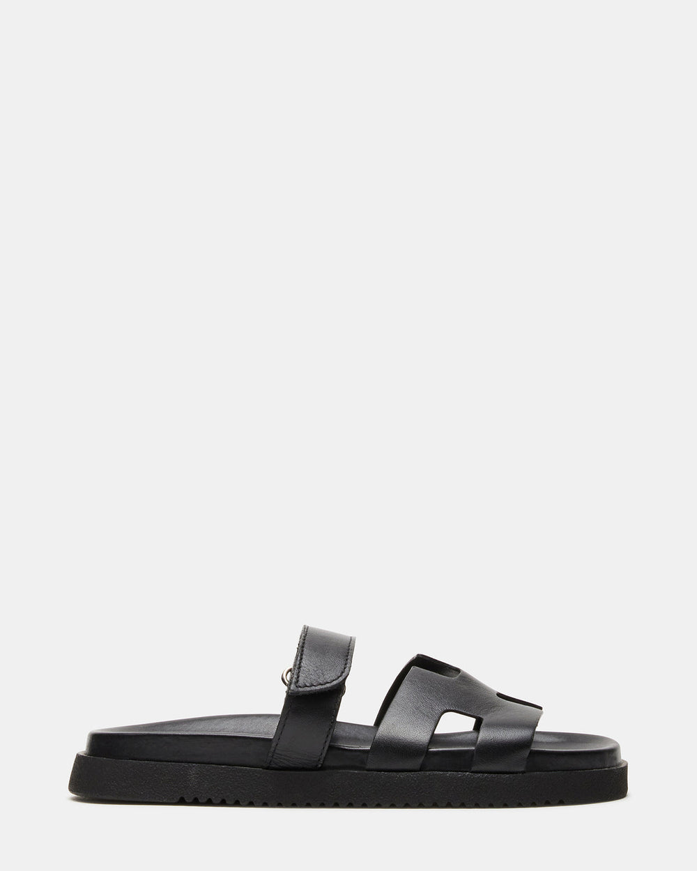 MAYVEN Black Leather Flatform Slide Women's Sandal | Steve Madden for Sale