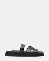 MAYVEN Black Leather Flatform Slide Women's Sandal | Steve Madden for Sale