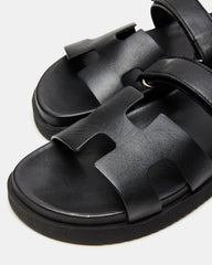 MAYVEN Black Leather Flatform Slide Women's Sandal | Steve Madden for Sale