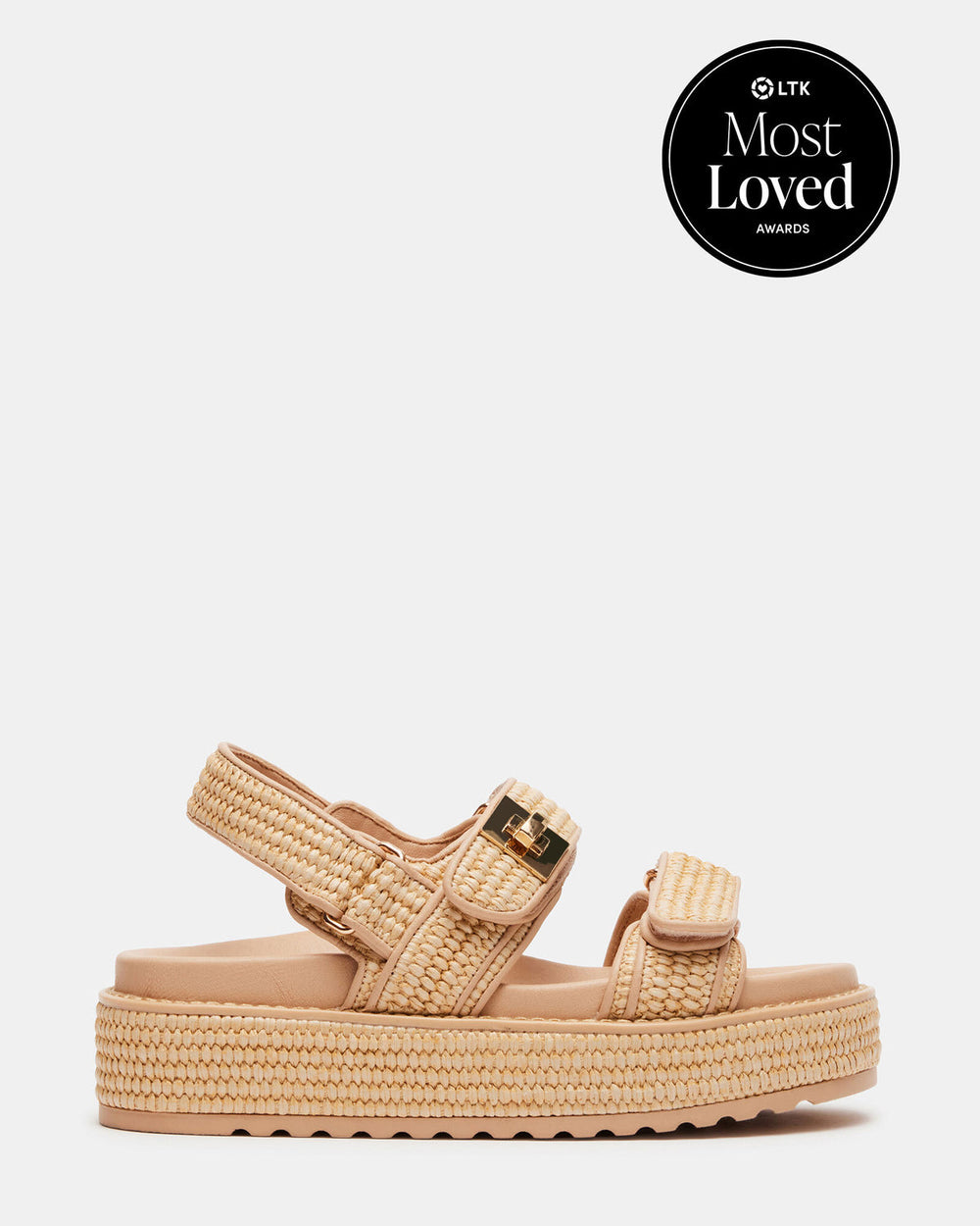 BIGMONA Natural Raffia Leather Women's Platform Sandal | Steve Madden on Sale