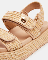 BIGMONA Natural Raffia Leather Women's Platform Sandal | Steve Madden on Sale