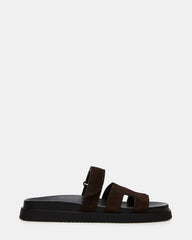 MAYVEN Chocolate Brown Suede Flatform Slide Women's Sandal | Steve Madden Sale