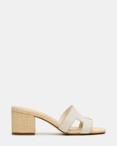 HANA BONE LEATHER Square-Toe Mule Block Heel Women's Sandal | Steve Madden on Sale