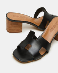 HANA Black Leather Square-Toe Mule Block Heel Women's Sandal | Steve Madden near me