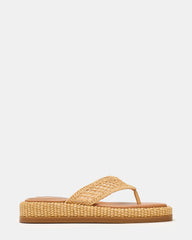BELLA Natural Raffia Thong Square-Toe Platform Women's Sandal | Steve Madden US