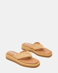 BELLA Natural Raffia Thong Square-Toe Platform Women's Sandal | Steve Madden US