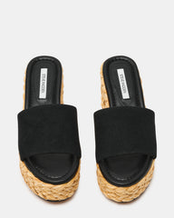 DOCK Raffia Black Platform Mule Women's Sandal | Steve Madden on Sale