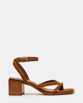 TILLY Chestnut Suede Square-Toe Block Heel Strappy Women's Sandal | Steve Madden discount