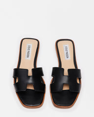 HADYN Black Leather Sandal | Women's Designer Sandals | Steve Madden online