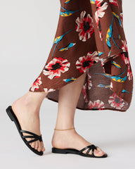 CALISSI Black Leather Strappy Slide Women's Sandal | Steve Madden US