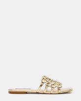 LOTUS Gold Leather Square-Toe Slide Women's Sandal | Steve Madden discount