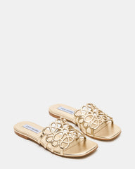 LOTUS Gold Leather Square-Toe Slide Women's Sandal | Steve Madden discount
