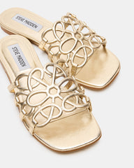 LOTUS Gold Leather Square-Toe Slide Women's Sandal | Steve Madden discount