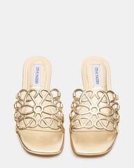 LOTUS Gold Leather Square-Toe Slide Women's Sandal | Steve Madden discount