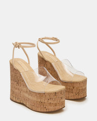 SINAI Clear Square-Toe Platform Wedge Strappy Women's Sandal | Steve Madden on Sale