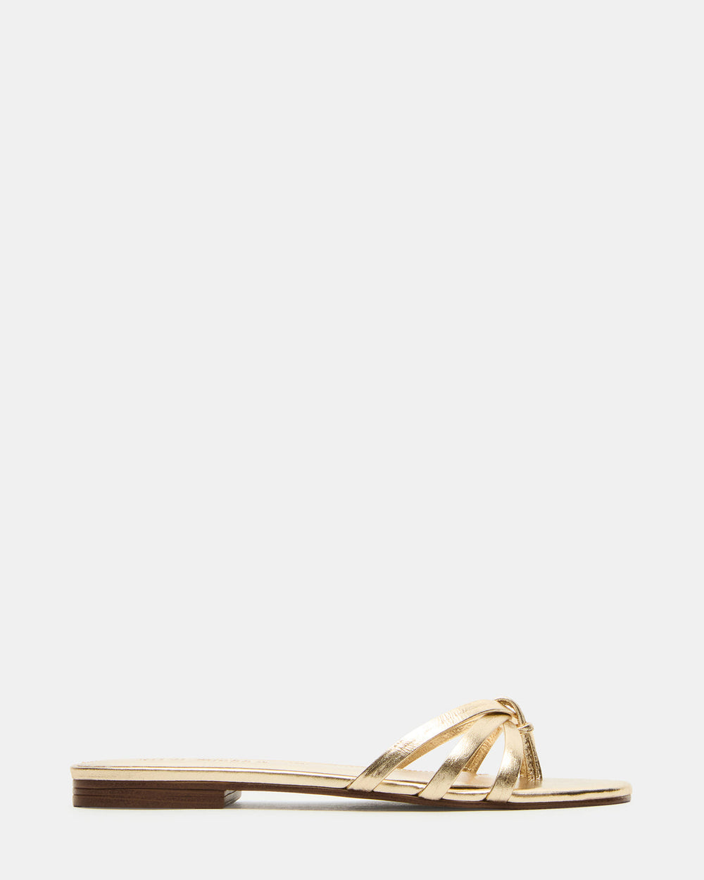 CALISSI Champagne Leather Strappy Women's Slide Sandal | Steve Madden discount