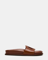 ZOSIA Cognac Leather Cut-Out Slide Footbed Women's Sandal | Steve Madden outlet
