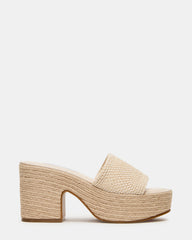 TRIPPY Natural Raffia Platform Mule Women's Sandal | Steve Madden for Sale