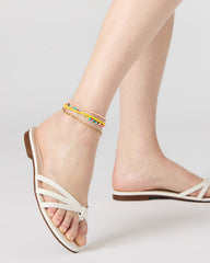 CALISSI White Leather Strappy Women's Slide Sandal | Steve Madden on Sale