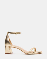 RAE Gold Leather Strappy Block Heel Women's Sandal | Steve Madden near me