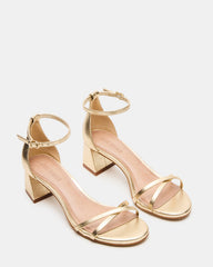 RAE Gold Leather Strappy Block Heel Women's Sandal | Steve Madden near me