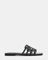 LOTUS Black Leather Square-Toe Slide Women's Sandal | Steve Madden US