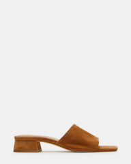 MONTGOMERY Chestnut Suede Square-Toe Slide Mule Women's Sandal | Steve Madden outlet
