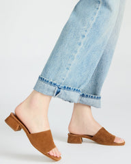 MONTGOMERY Chestnut Suede Square-Toe Slide Mule Women's Sandal | Steve Madden outlet